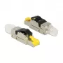 Conector de fios RJ45 DeLOCK 86485 preto prateado transparente amarelo