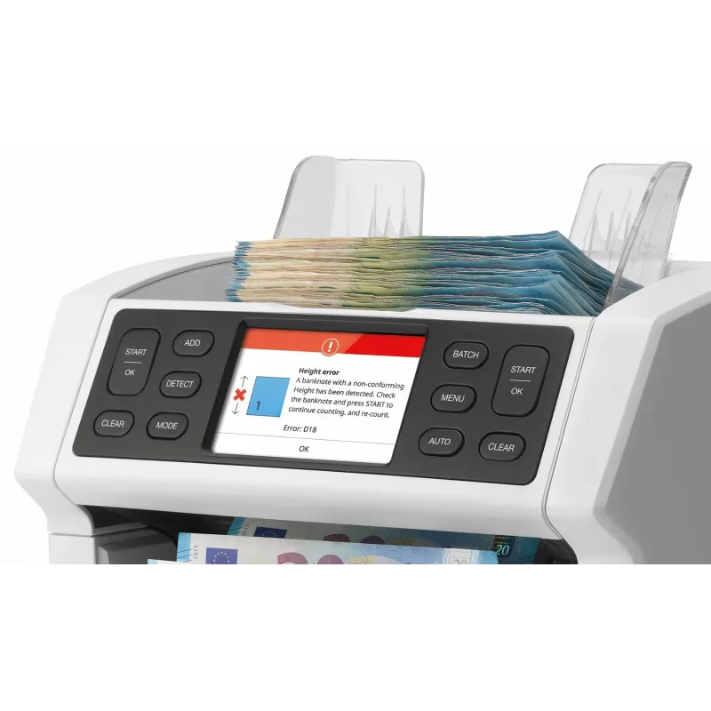 Safescan 2850 contador de notas com deteção de falsificações (UV, magnético, tamanho), 1500 notas/min, ecrã tátil, branco