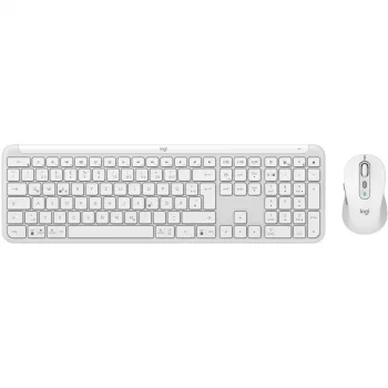 Teclado e rato Logitech MK950 Signature Slim incluindo Office RF Wireless + Bluetooth QWERTZ alemão graphite branco