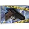 Pistola de polícia de brincar em metal Pulio modelo 15539/6 — construção em metal, acessório de brinquedo