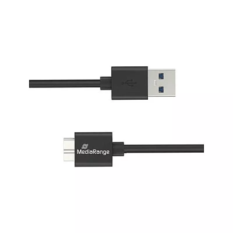 Cabo de carregamento e sincronização USB-A para Micro-B USB 3.0 MediaRange MRCS239 — 50 cm, 5 Gbit/s, 5 W, preto