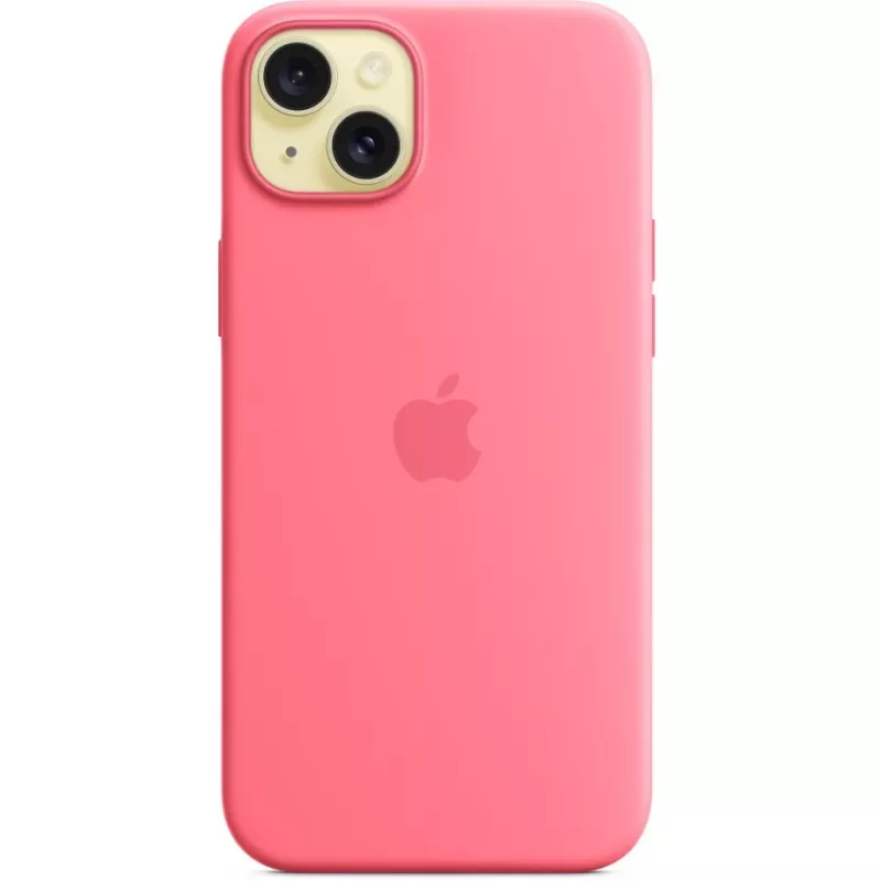 Capa de silicone Apple iPhone 15 Plus rosa monocromático 6,7 polegadas