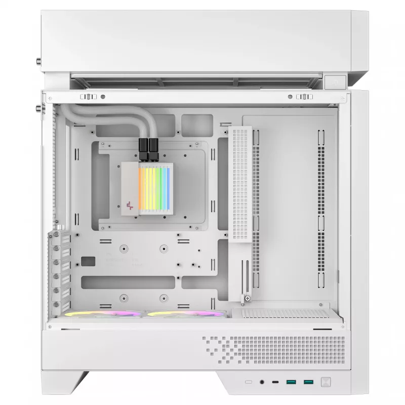Caixa de PC de secretária DeepCool CL6600 WH — branca, suporta fontes de alimentação ATX/PS2/SFX/SFX-L, 140 mm à frente, 120/140 mm no topo/traseira, unidades de 2,5 polegadas e 3,5 polegadas