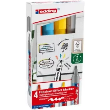 Marcadores para flipchart Edding 385 1,0–5,0 mm cores sortidas, conjunto de 4