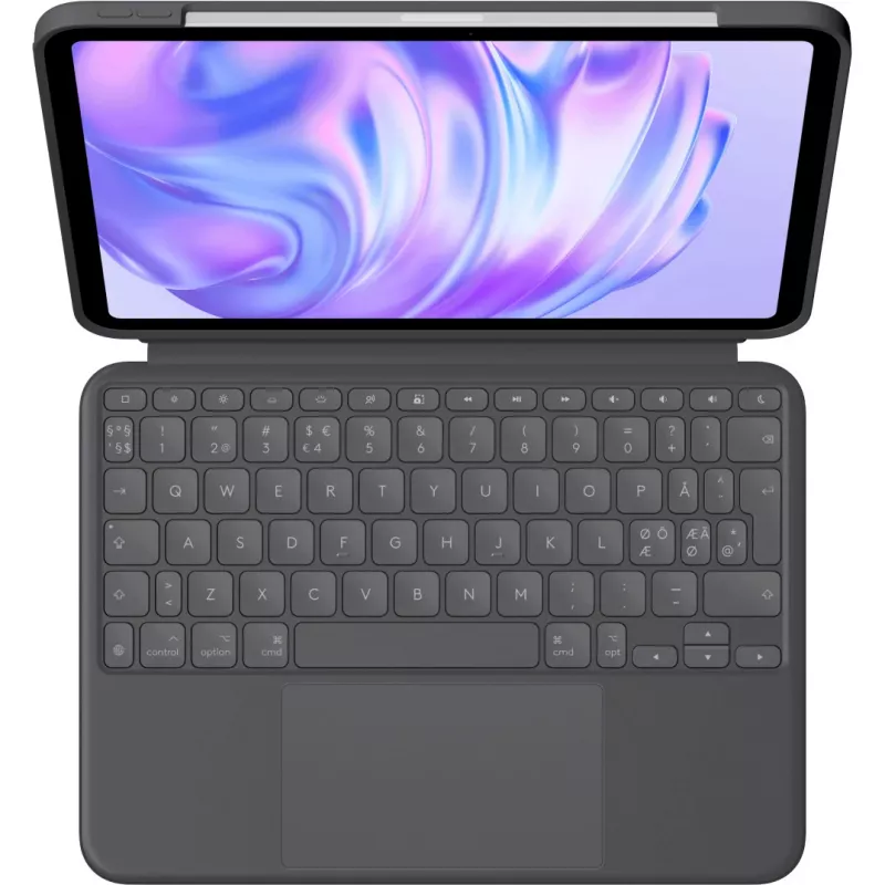 Teclado Logitech Combo Touch QWERTY dinamarquês finlandês norueguês sueco Smart Connector graphite