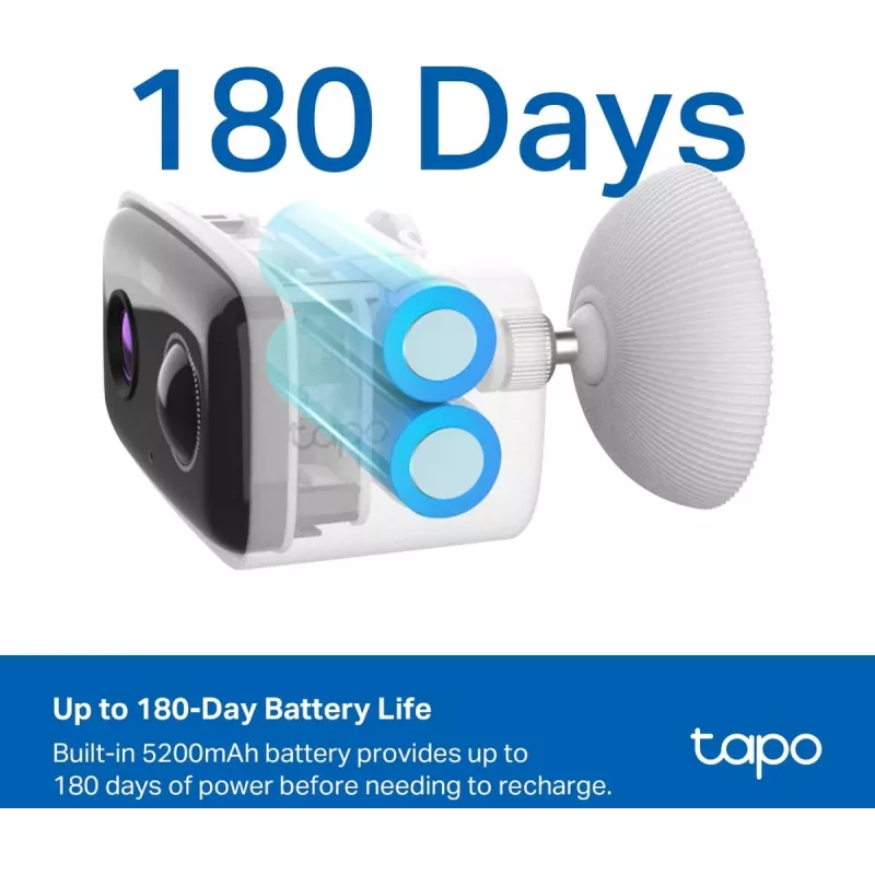 Câmara de vigilância exterior a bateria TP-LINK Tapo C400 — 1080p, visão noturna, áudio bidirecional, deteção de movimento, IP65