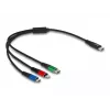 Cabo de carregamento USB DeLOCK 3-em-1 USB Type-C Lightning Micro USB 30 cm