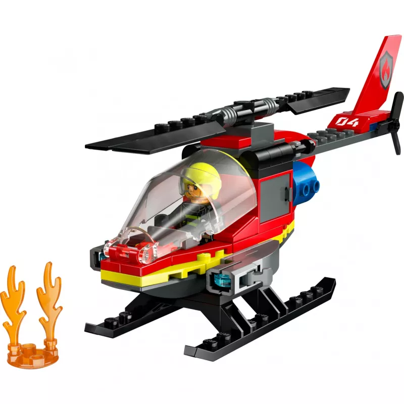 LEGO City Helicóptero dos Bombeiros 60411 Brinquedo de construção, 85 peças, pás do rotor giratórias, 1 minifigura, idade 5+ (220×90×60 mm)