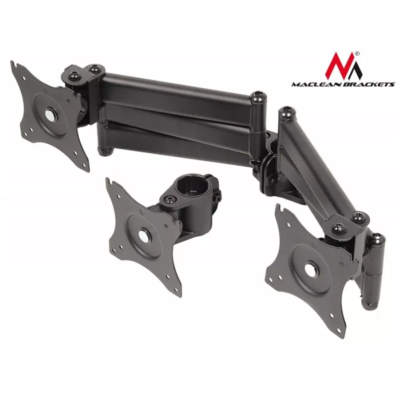Suporte de mesa para monitor MACLEAN MC-691 para 3 monitores – ajustável em altura e inclinável