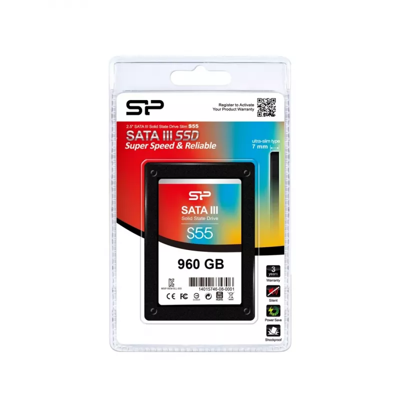 SSD SATA III 2,5 polegadas Silicon Power 960 GB — 6 Gbit/s, TRIM, S.M.A.R.T., 7 mm