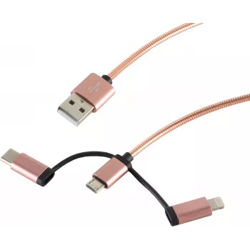 Cabo USB S/CONN 14-50074 USB 2.0 1 m USB-A para Micro-USB-B rosa-ouro