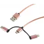 Cabo USB S/CONN 14-50074 USB 2.0 1 m USB-A para Micro-USB-B rosa-ouro