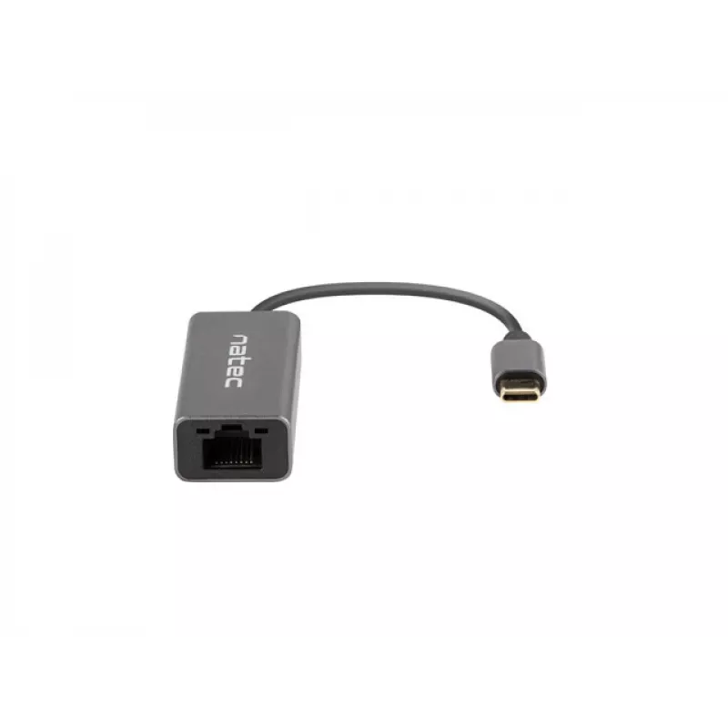 Natec Cricket NNC-1925 adaptador Ethernet de USB-C 3.1 Gen 1 para RJ45, 1000 Mbit/s, cabo de 15 cm, alumínio, cinzento