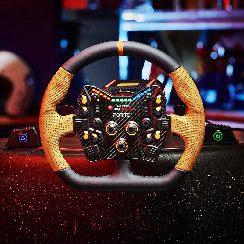 Aro de volante Sim-Racing Asetek SimSports GT Rim Closed D couro laranja
