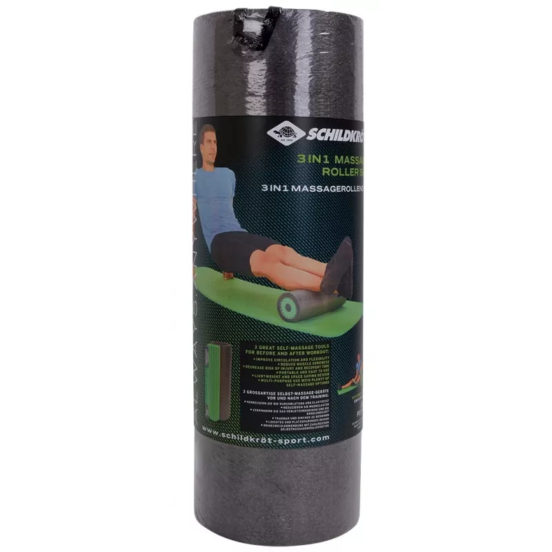 Schildkröt Fitness conjunto de 3 rolos de massagem preto, espuma verde 1 unid.