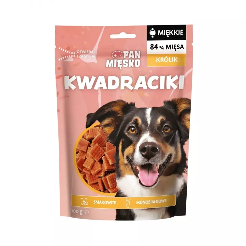 Snack para cães Pan Mięsko Soft Rabbit Squares 100 g