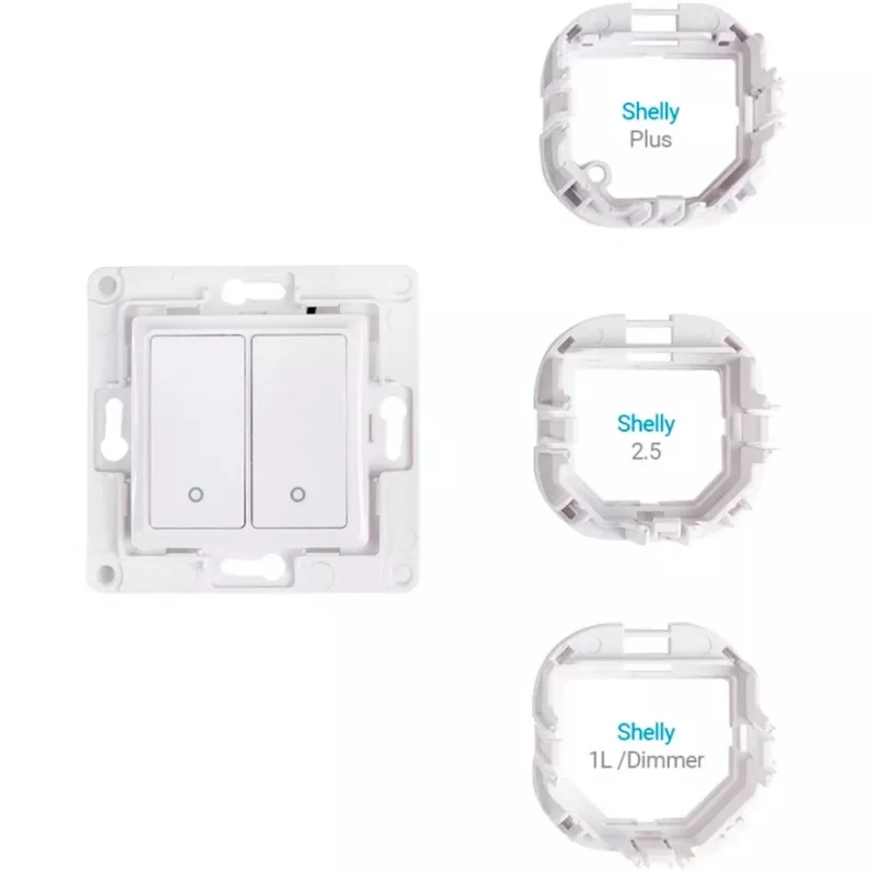 Interruptor de parede Shelly WS2 2 canais branco — interruptor Wi-Fi de parede de 2 canais Shelly WS2