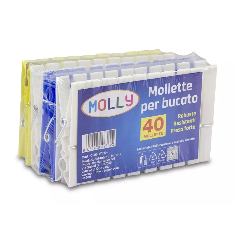 Beper C206UTI004 molas de plástico para a roupa (40 un.)