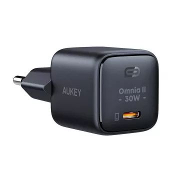 Fonte de alimentação Aukey PA-B1L USB-C 30W preto — adaptador USB‑C PD compacto