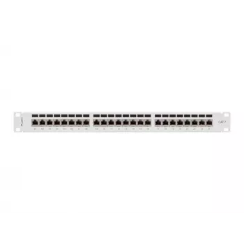 Patch panel 1U LANBERG PPS7-1024-S – 24 portas, Cat7, F/UTP, metal, 1U (445×102×44,5 mm)