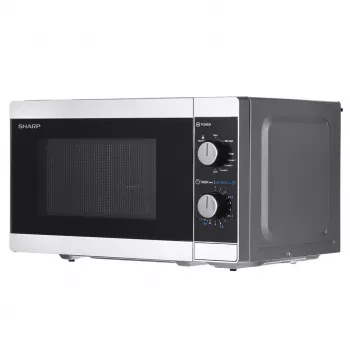 Micro-ondas combinado Sharp YC-MG01E-S — 20 l, micro-ondas 800 W, grelhador 1000 W, 5 níveis de potência, botão rotativo, prato giratório de 25,5 cm