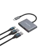 Hub USB-C 3-em-1 CANYON DS-3 cinzento-escuro – USB-C para USB-A + HDMI + passagem PD