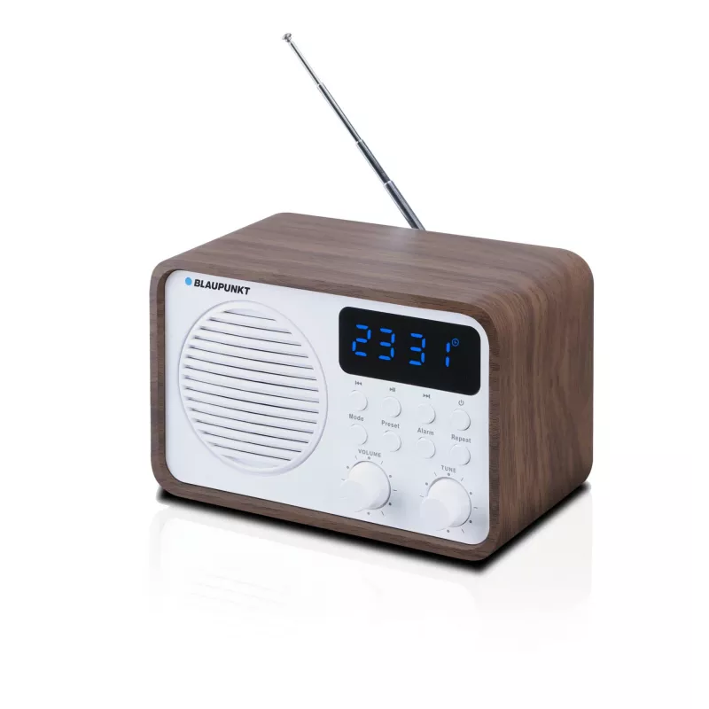 Rádio portátil com Bluetooth e USB BLAUPUNKT PP7BT, cor: castanho madeira/branco