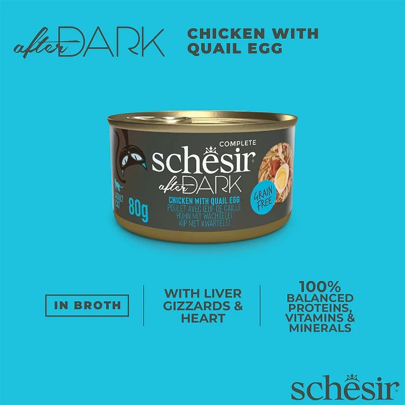 Alimento húmido para gatos Agras Pet Foods Schesir after Dark Complete Caldo 80 g – Frango, sem glúten, para gatos adultos