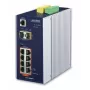 PLANET IGS-10020PT - Switch - gerido - 8 x 10/100/1000 (PoE) + 2 x Gigabit SFP - montagem em calha DIN, montagem na parede - PoE (130 W) - DC (IGS-10020PT)