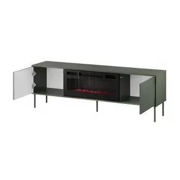 Móvel de TV com lareira Cama Meble TRESSE 180x40x54,5 cm — tampo verde mate, aglomerado