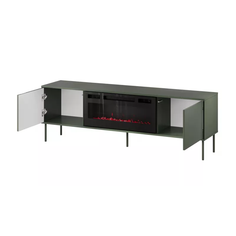 Móvel de TV com lareira Cama Meble TRESSE 180x40x54,5 cm — tampo verde mate, aglomerado