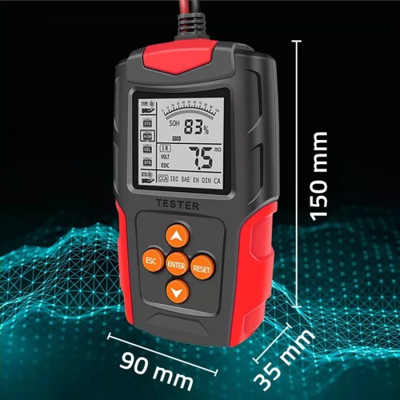 Qoltec 52484 Testador de bateria digital LCD | 12V | 24V | 3Ah-200Ah