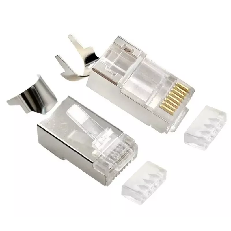 Ficha RJ45 GEMBIRD CAT7 8P8C banhada a ouro 15µ FTP/SFTP, pack de 100