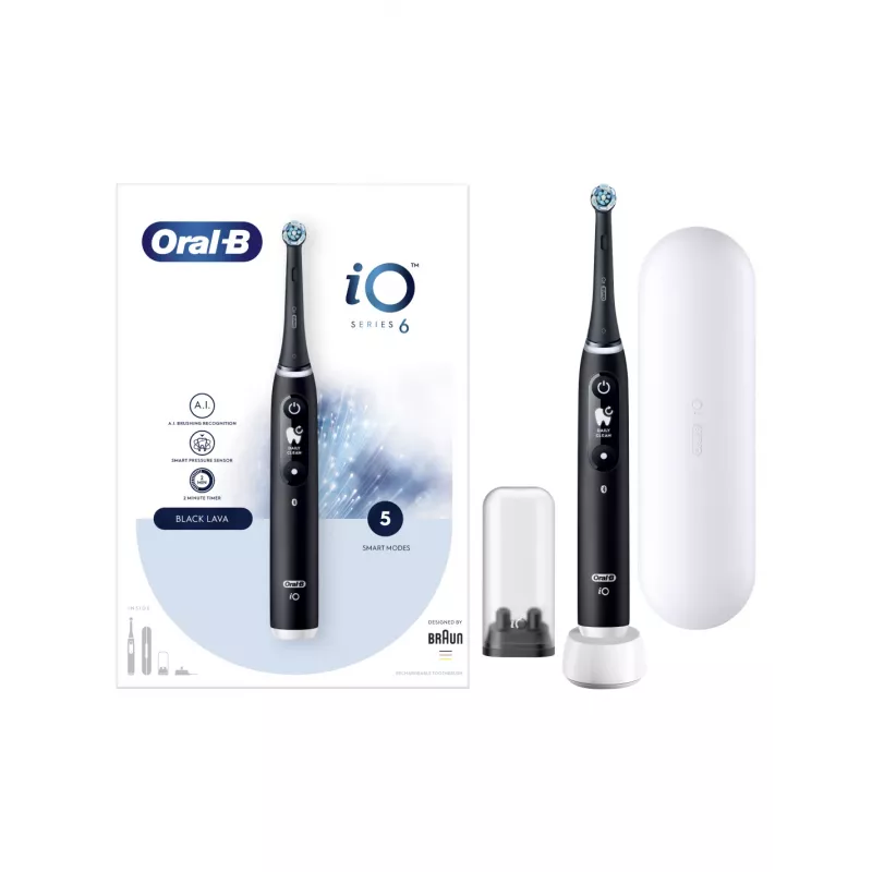Escova de dentes elétrica Oral-B iO6 com estojo preta Onyx