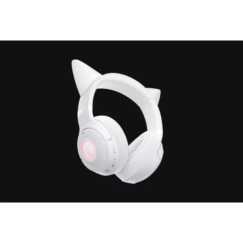 Headset gaming sem fios Razer Kraken Kitty V2 BT branco com Bluetooth, THX Spatial Audio, iluminação RGB