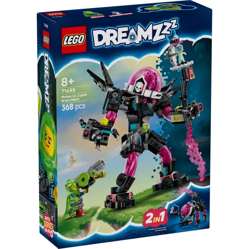 Brinquedo de construção LEGO 71495 Mateo vs. Mech Cyberbrain – conjunto de brincar com minifiguras e mech para construir