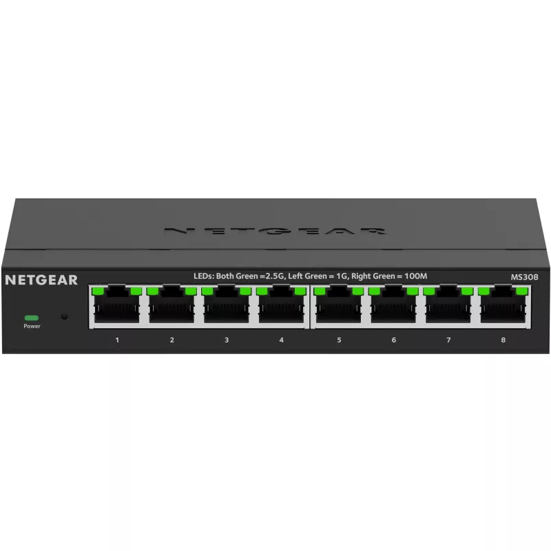NETGEAR MS308 não gerido 2.5G Ethernet (100/1000/2500) preto