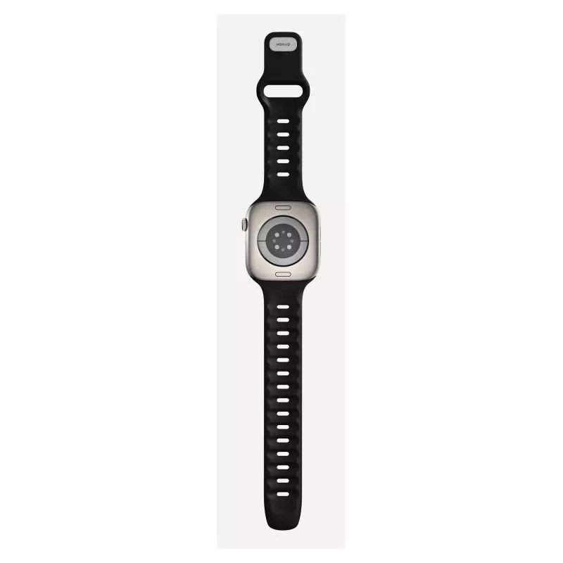 Pulseira Nomad Tempo Band preta de borracha — 20 mm de largura, compatível com pulsos de 155–193 mm