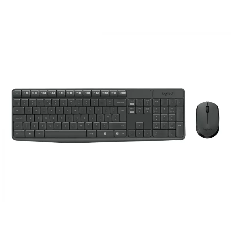 Logitech MK235 conjunto de teclado e rato sem fios durável em cinzento