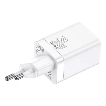 Baseus Super Si Pro carregador rápido USB + USB-C 30W (branco)