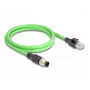 Cabo de rede DeLOCK M12 com codificação A de 8 pinos, ficha macho para ficha macho RJ45 PUR (TPU) 1 m
