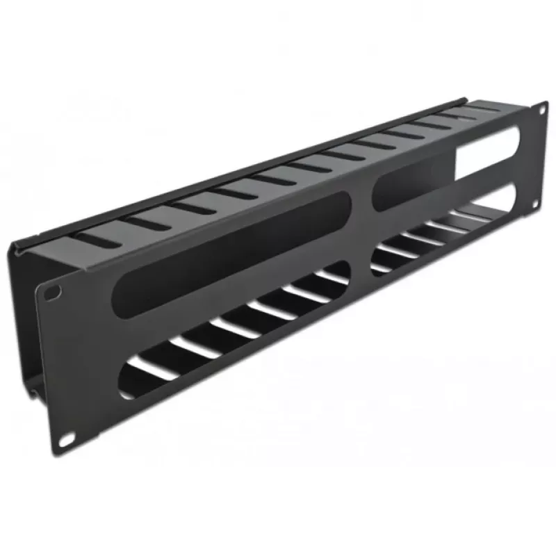 DeLOCK - Placa de encaminhamento de cabos para armário elétrico - preto - 2U - 48,3 cm (19) (66553)