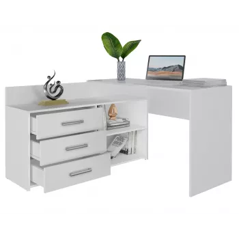 Secretária de computador de canto Topeshop DANY BIEL KPL branco retangular aglomerado