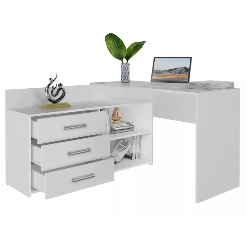 Secretária de computador de canto Topeshop DANY BIEL KPL branco retangular aglomerado