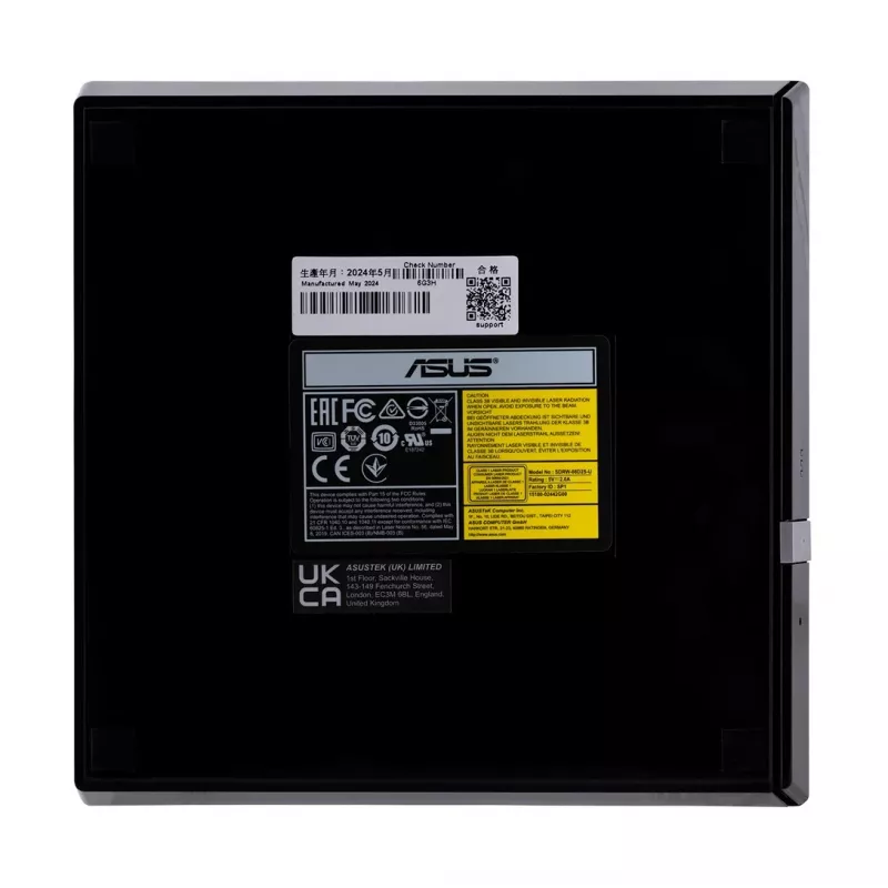 Unidade ótica externa DVD±RW ASUS SDRW-08D2S-U Lite, USB 2.0, preta, 24x CD / 8x DVD, 142×142×20 mm