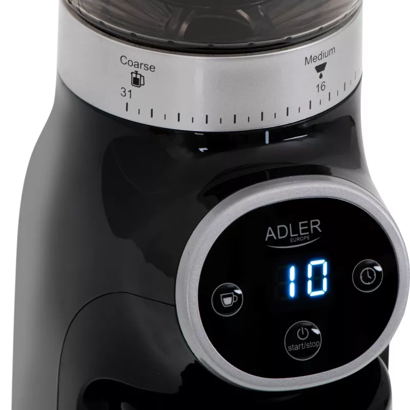 Moinho de café profissional, mós de aço, 31 definições de moagem, Café 90g/m, Adler, AD4450, 300, preto