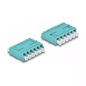 Acoplador de fibra ótica DeLOCK HD LC Hexaplex fêmea para LC Hexaplex fêmea aqua