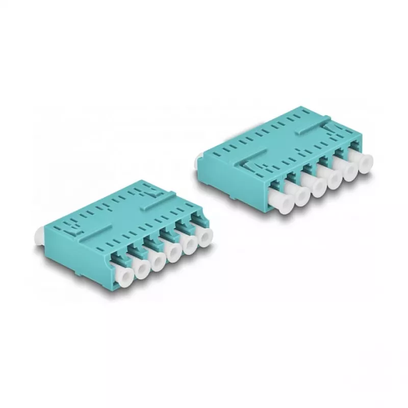 Acoplador de fibra ótica DeLOCK HD LC Hexaplex fêmea para LC Hexaplex fêmea aqua
