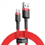 Cabo USB 2.0 A para USB-C Baseus CATKLF-B09 1m QC3.0 trançado em nylon vermelho, carregamento rápido e sincronização de dados
