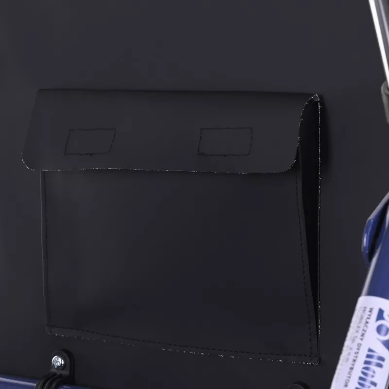 Andarilho com quatro rodas e assento, azul/preto